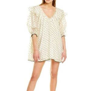 For Love & Lemons Eden Mini Dress, Size Small, Black Hearts, Boho, Pockets, New